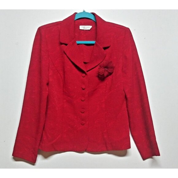 Miss Dorby Jackets & Blazers - VTG Miss Dorby Jacket Blazer Red/Maroon Jacquard Paisley Size M/L womens 80s EUC